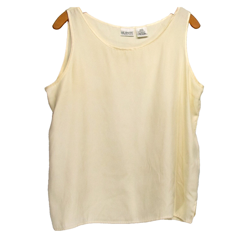 LIZ BAKER ESSENTIALS Y2K Ivory Casual Tank Top Women's L Cream Scoop Neck Blouse